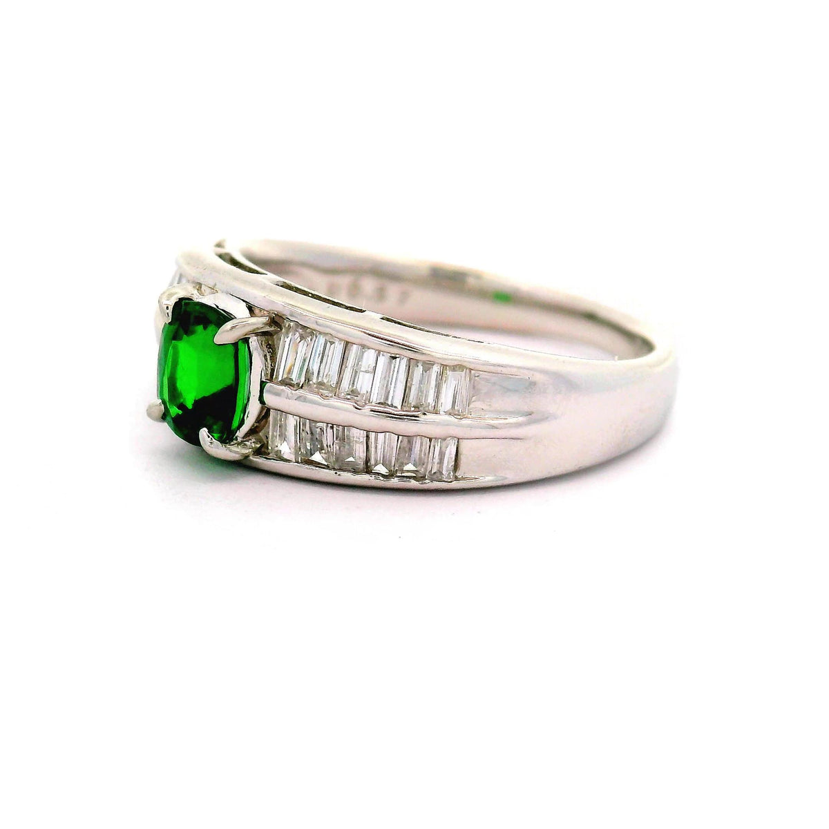 Tsavorite Garnet Diamond Platinum Ring