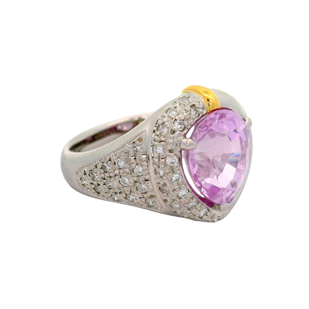 5.06 Carat Pink Sapphire Diamond Platinum Ring, GIA Certified