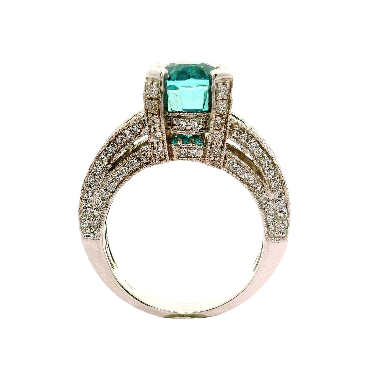 Vintage 5.84 Carat Blue Zircon Diamond 18K White Gold Engagement Ring