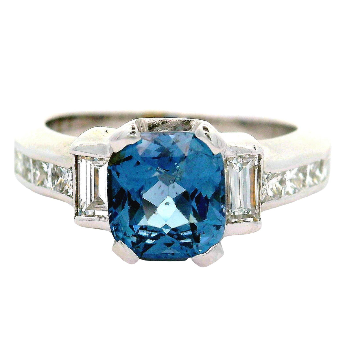 Blue Spinel Diamond 14K White Gold Ring