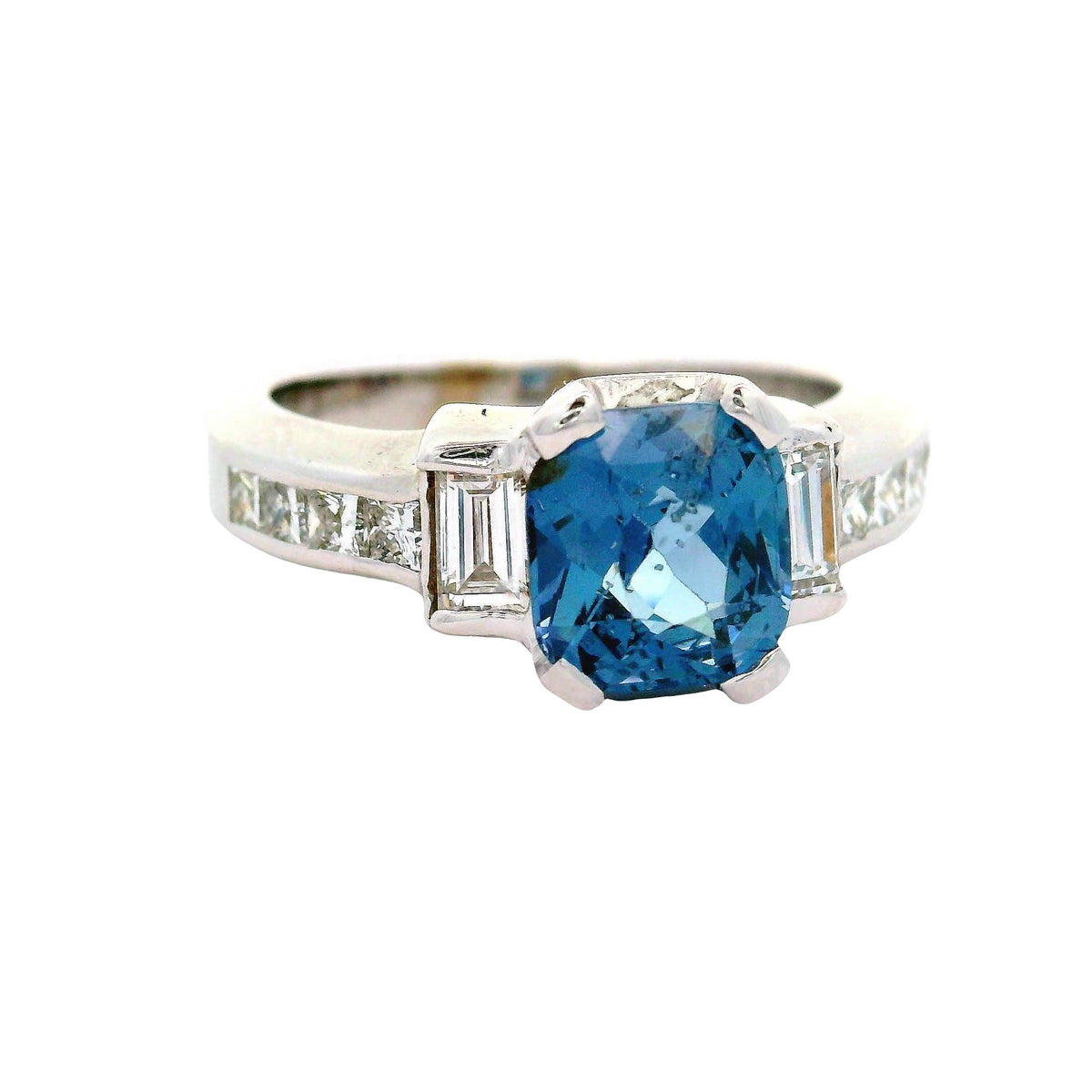 Blue Spinel Diamond 14K White Gold Ring
