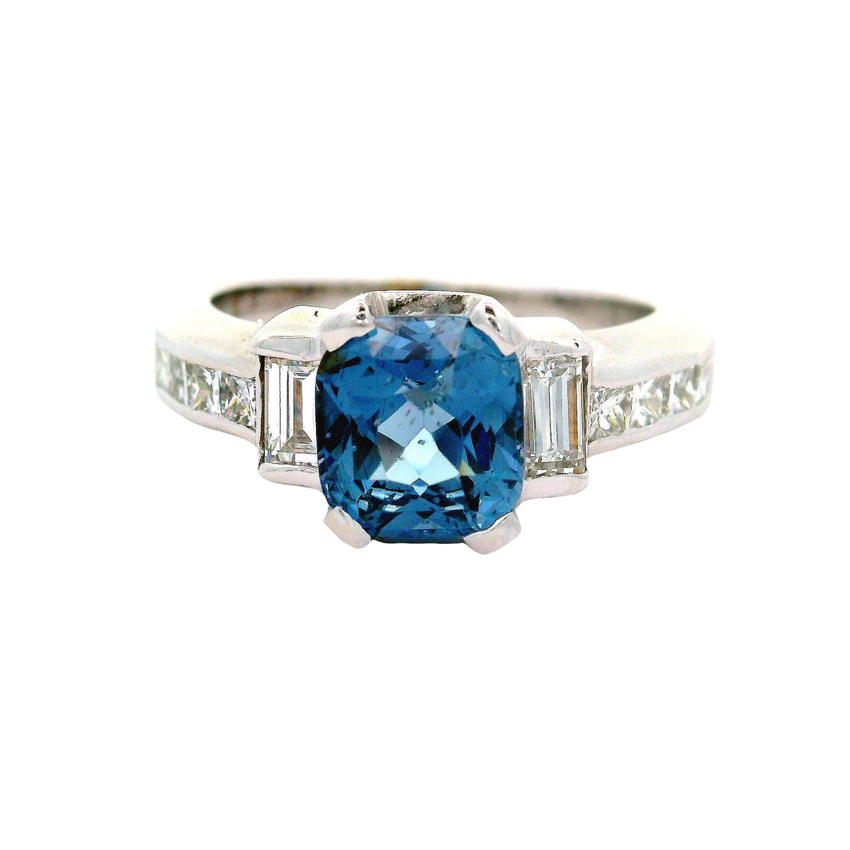 Blue Spinel Diamond 14K White Gold Ring
