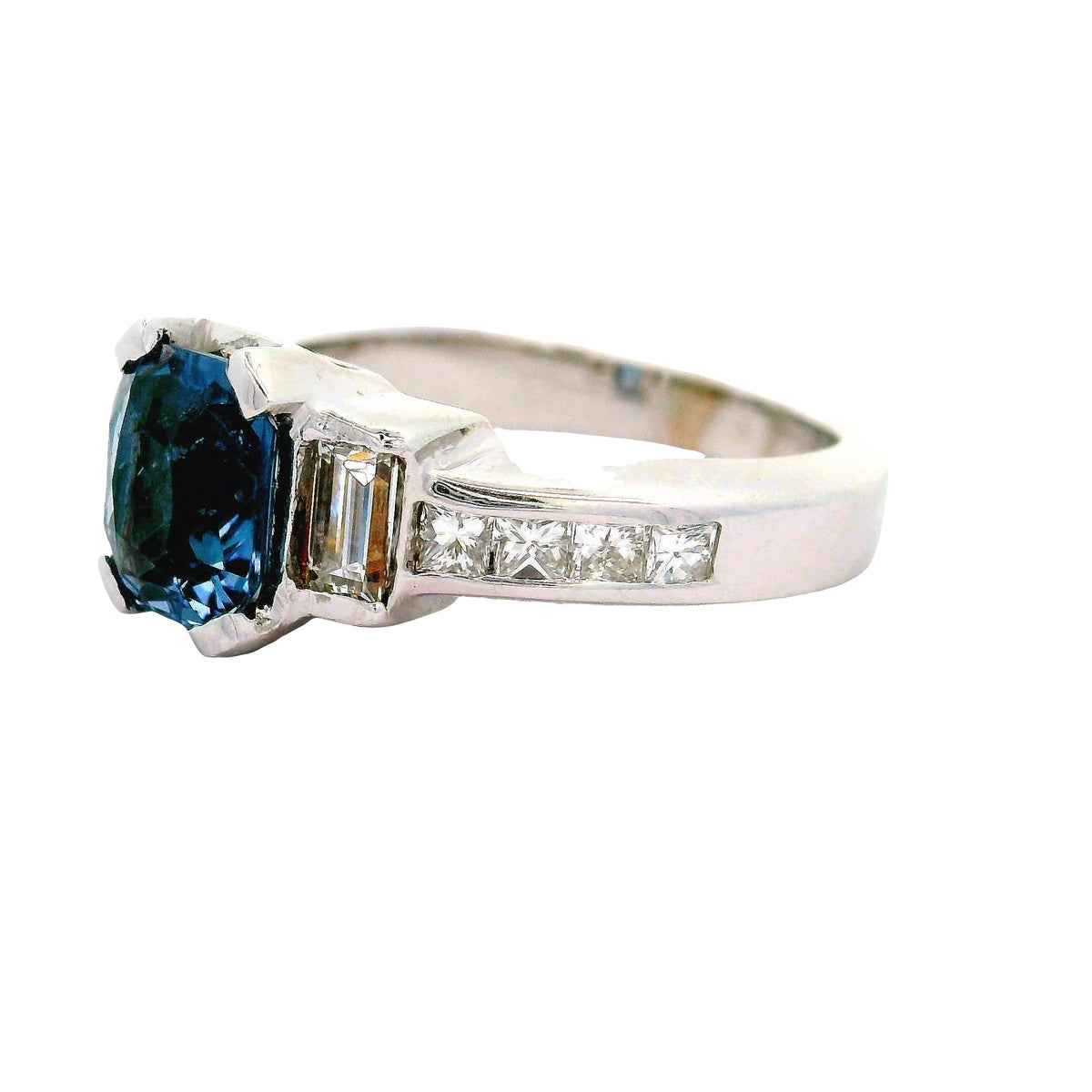 Blue Spinel Diamond 14K White Gold Ring