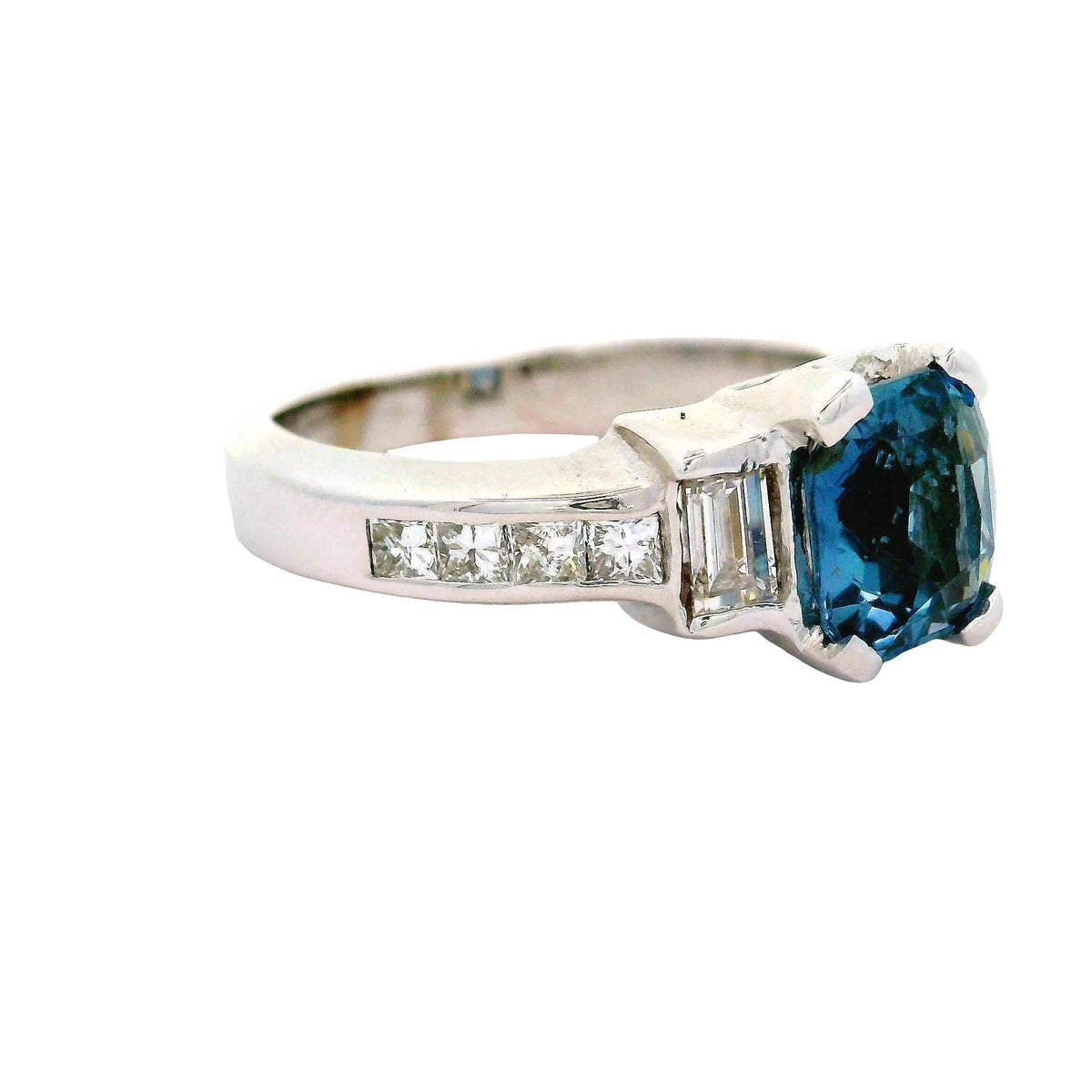 Blue Spinel Diamond 14K White Gold Ring