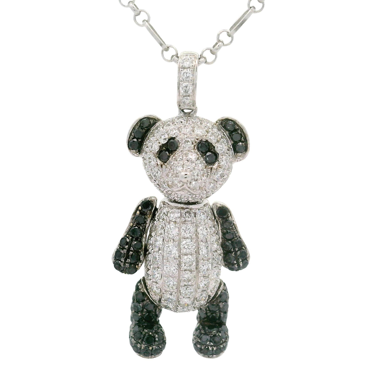 Diamond 18K White Gold Panda Pendant Necklace