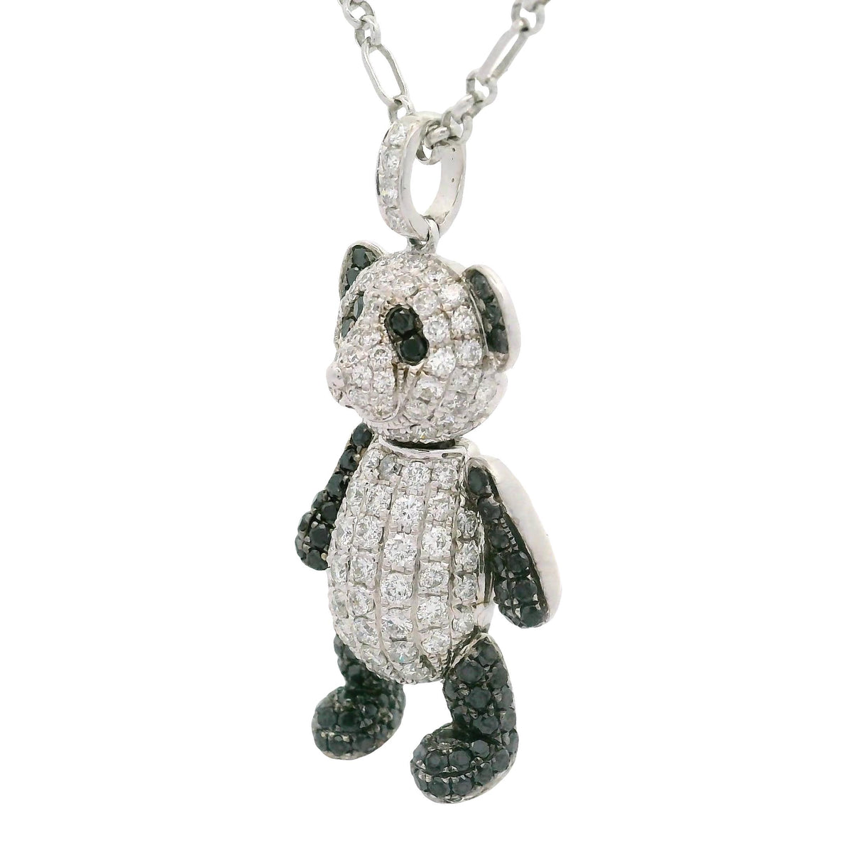Diamond 18K White Gold Panda Pendant Necklace
