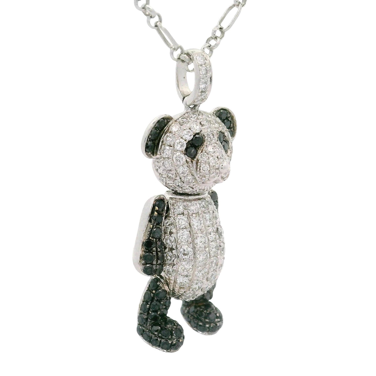 Diamond 18K White Gold Panda Pendant Necklace