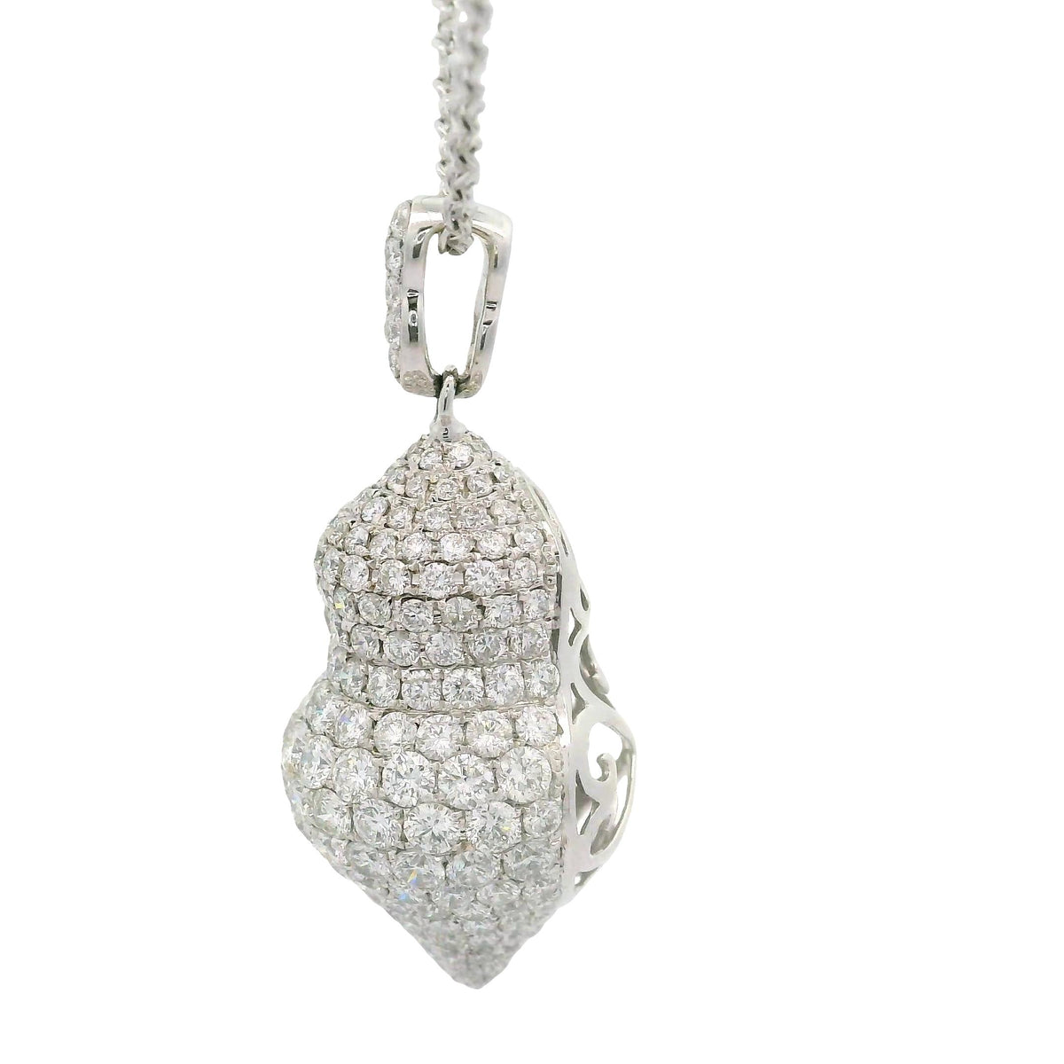 Diamond 18K White Gold Pave-set Pendant Necklace