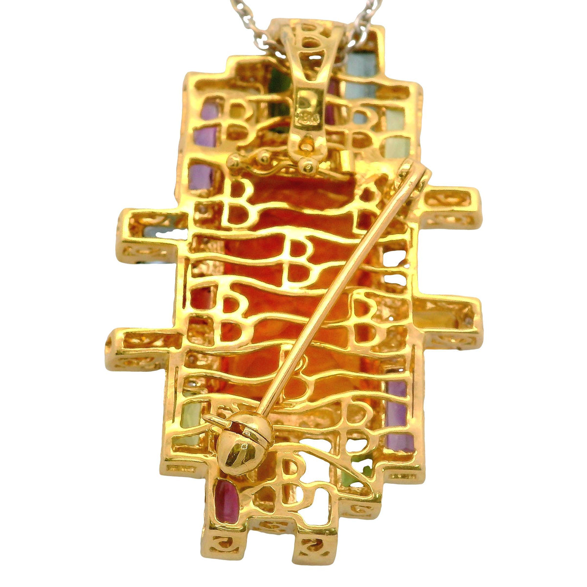 Bellarri 16.90 Carat Citrine Multi-Colored Gemstones Diamond 18K Gold Pendant