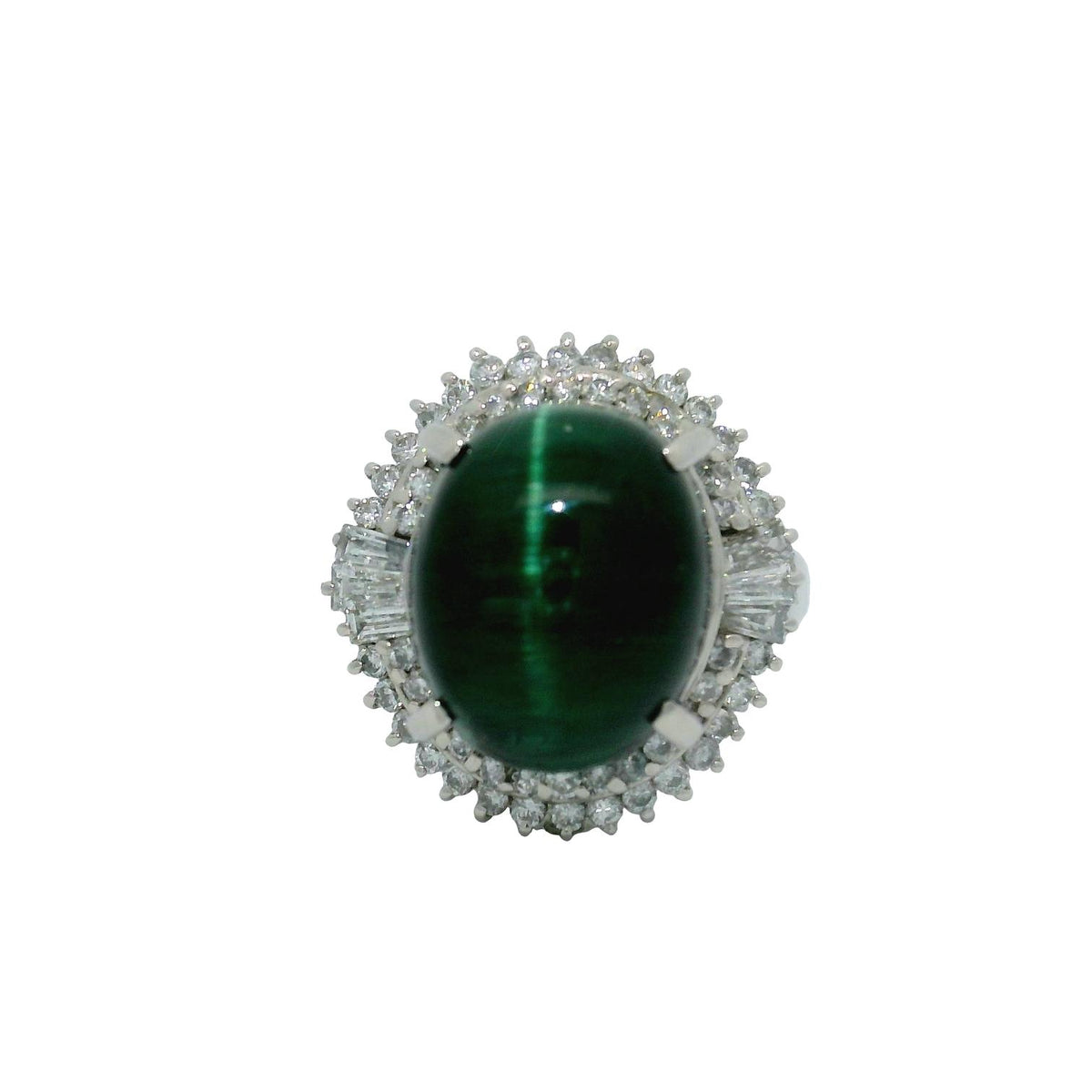 Estate 10.53 Carat Tourmaline Diamond Platinum Halo Ring