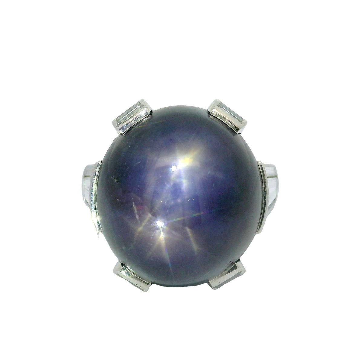 Art Deco Star Sapphire Diamond Platinum Ring
