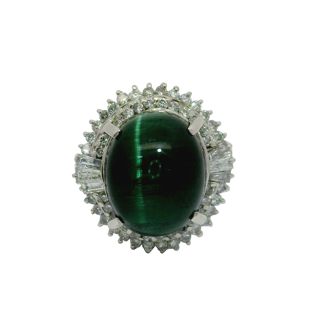 Estate 10.53 Carat Tourmaline Diamond Platinum Halo Ring
