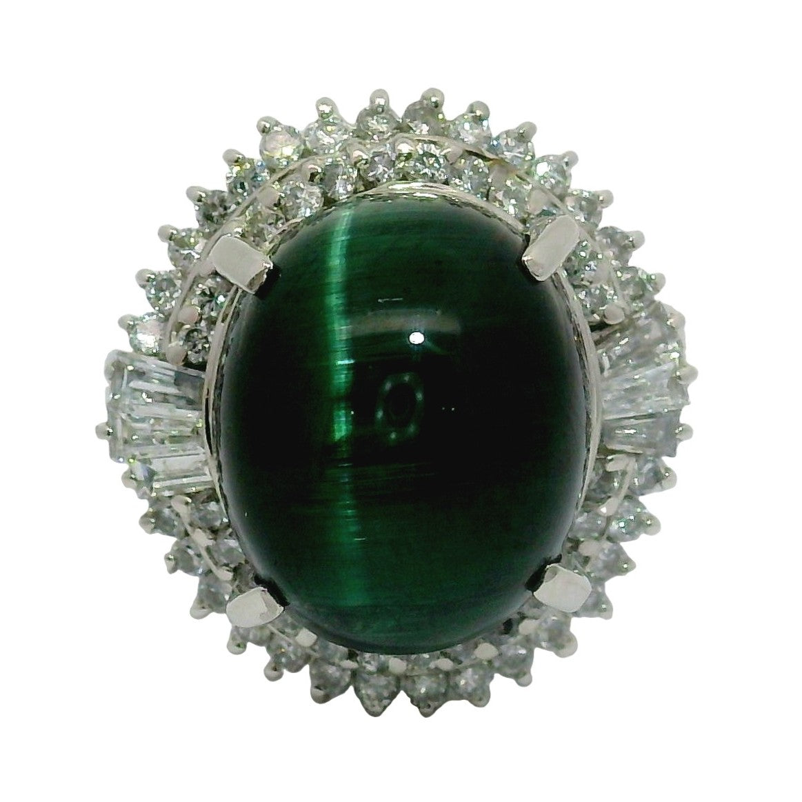 Estate 10.53 Carat Tourmaline Diamond Platinum Halo Ring