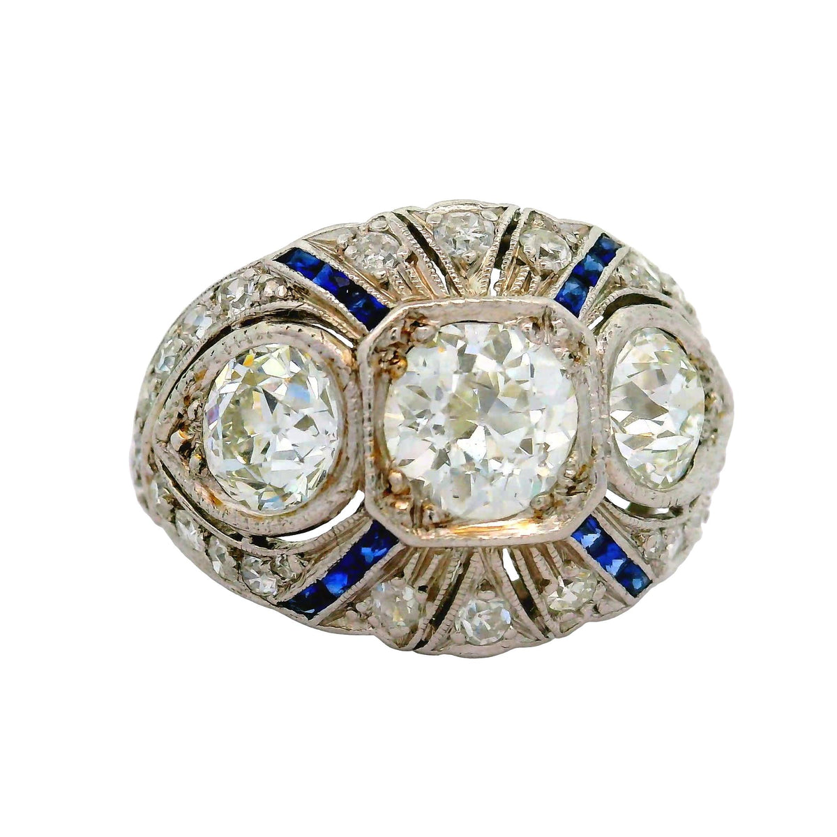 Art Deco Sapphire Diamond Platinum Ring