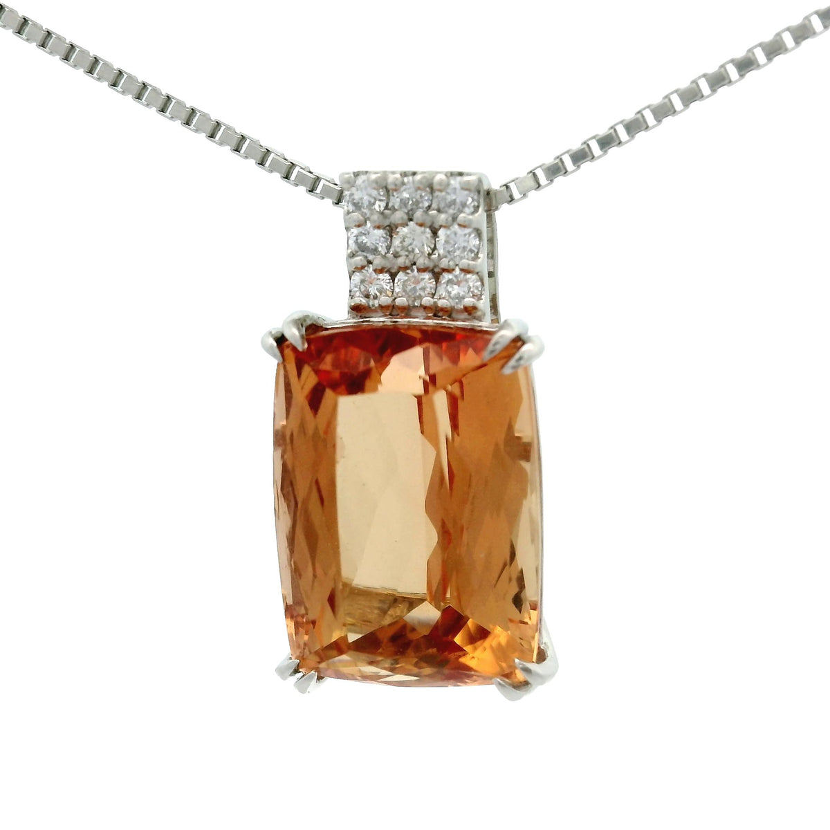 Estate 6.28 Carat Imperial Topaz Diamond Platinum Pendant Necklace