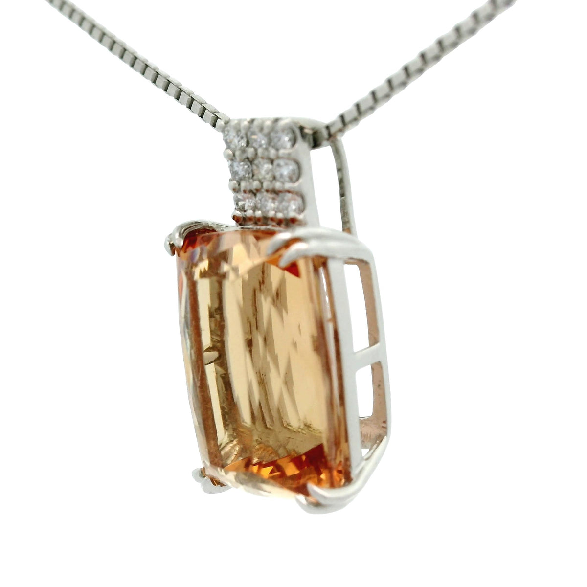 Estate 6.28 Carat Imperial Topaz Diamond Platinum Pendant Necklace