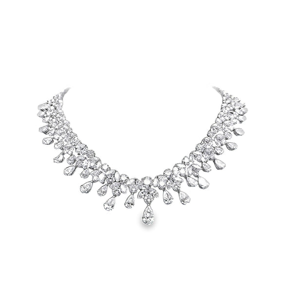 Mid-Century 54 Carat Diamond Drop Platinum Bib Necklace