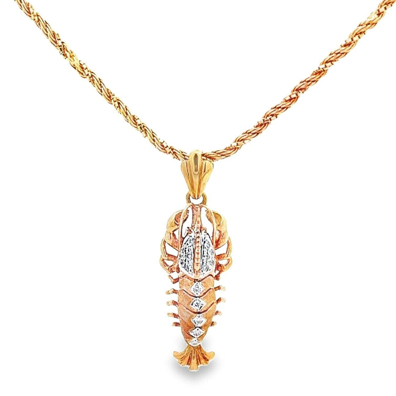 18K Gold Diamond Lobster Pendant
