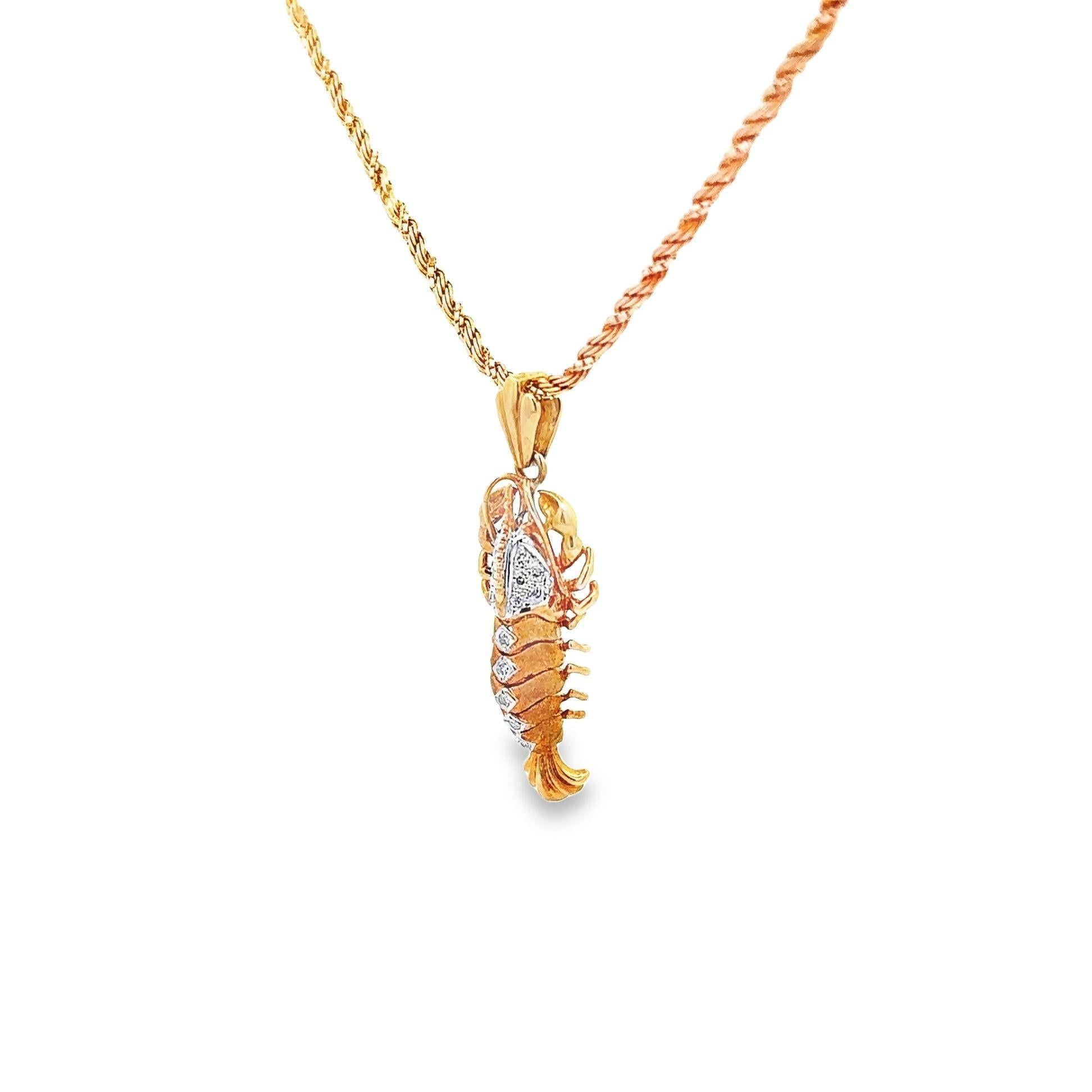 18K Gold Diamond Lobster Pendant