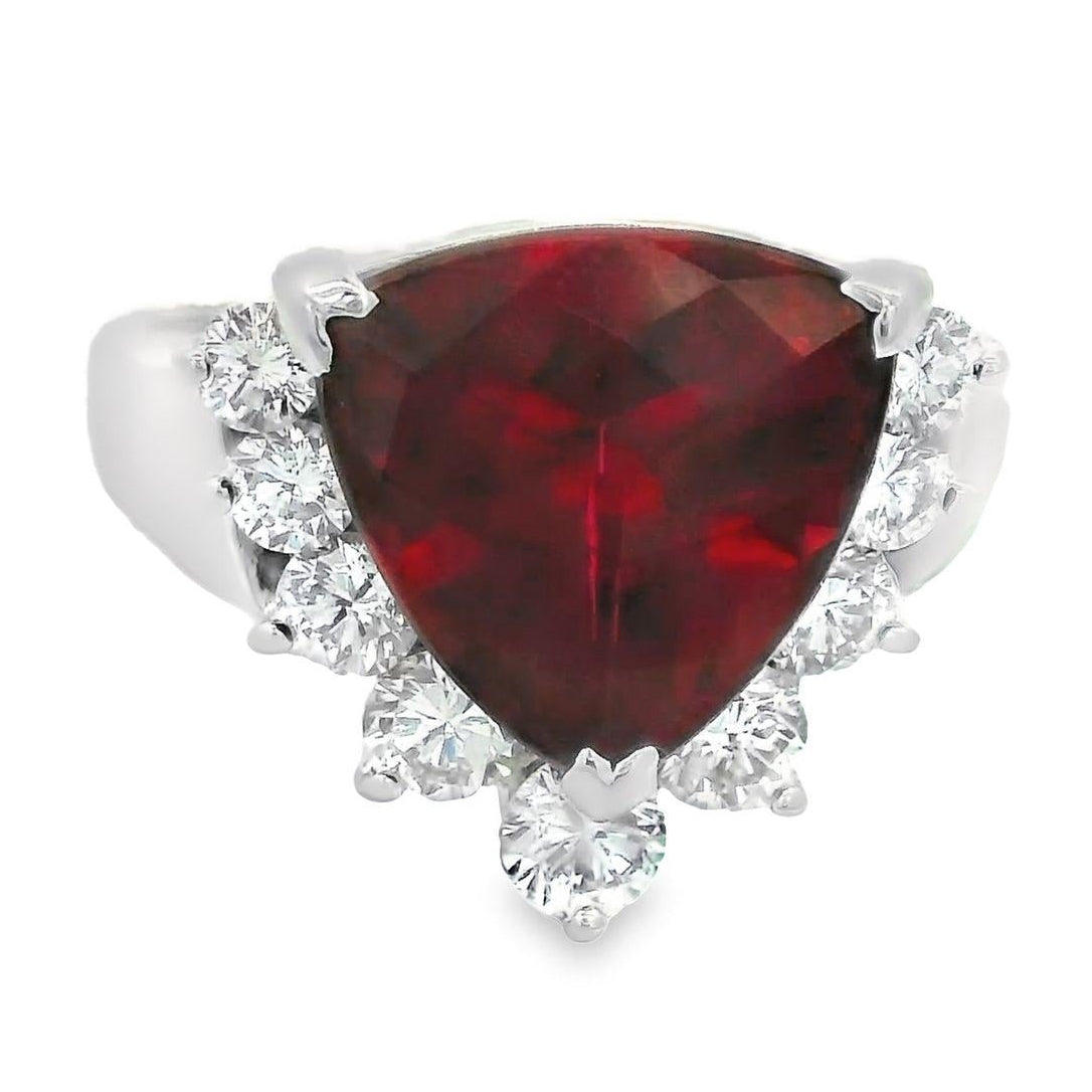4.00 Carat Rubellite Tourmaline Diamond Platinum Ring
