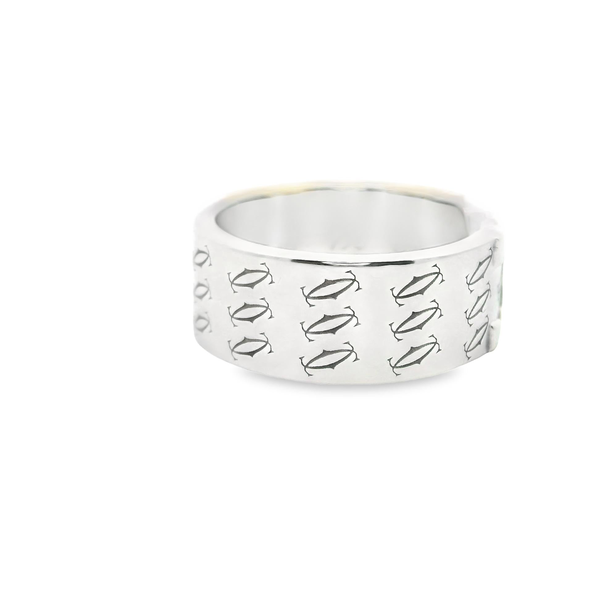 Cartier Double-C 18k White Gold Band Ring
