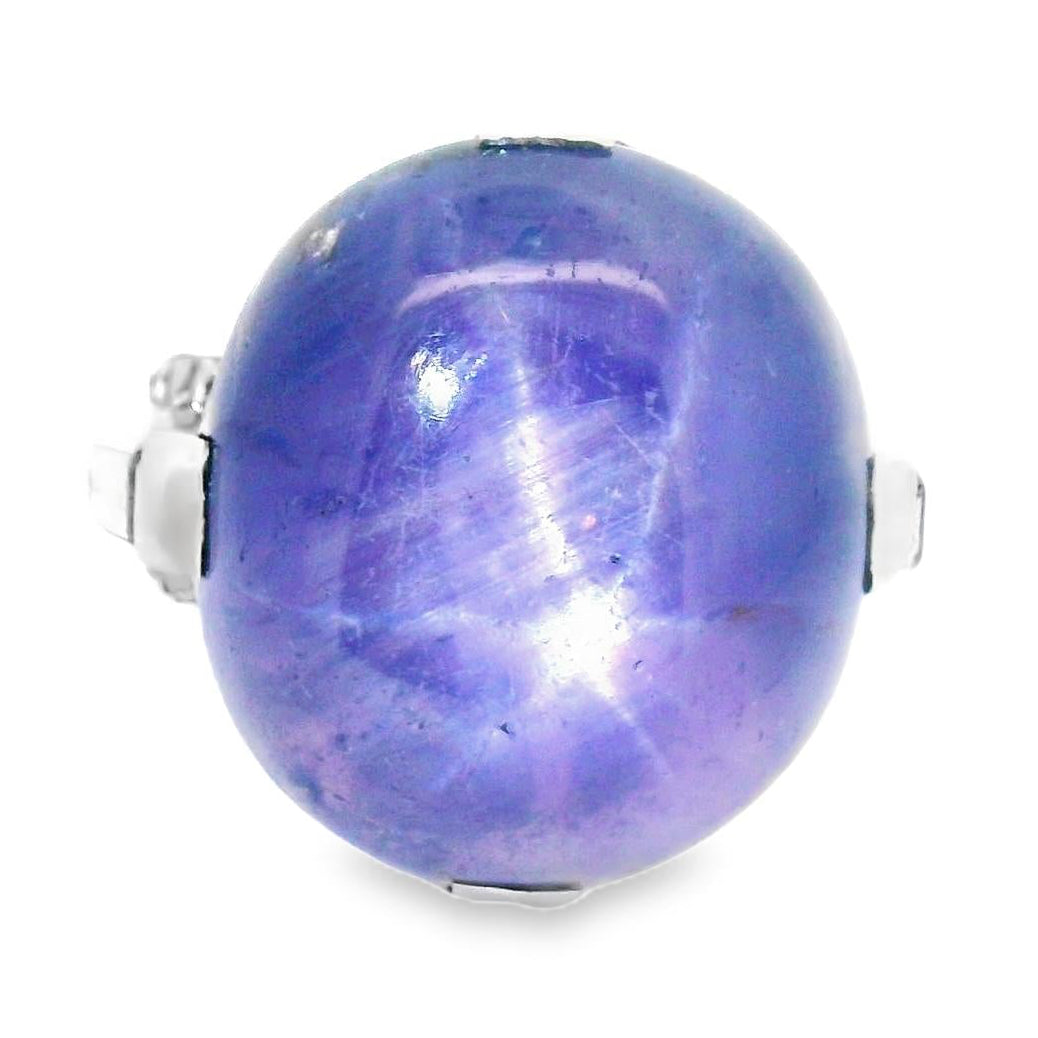 Cartier Art-Deco Star Sapphire & Diamond Platinum Ring, Circa 1930’s