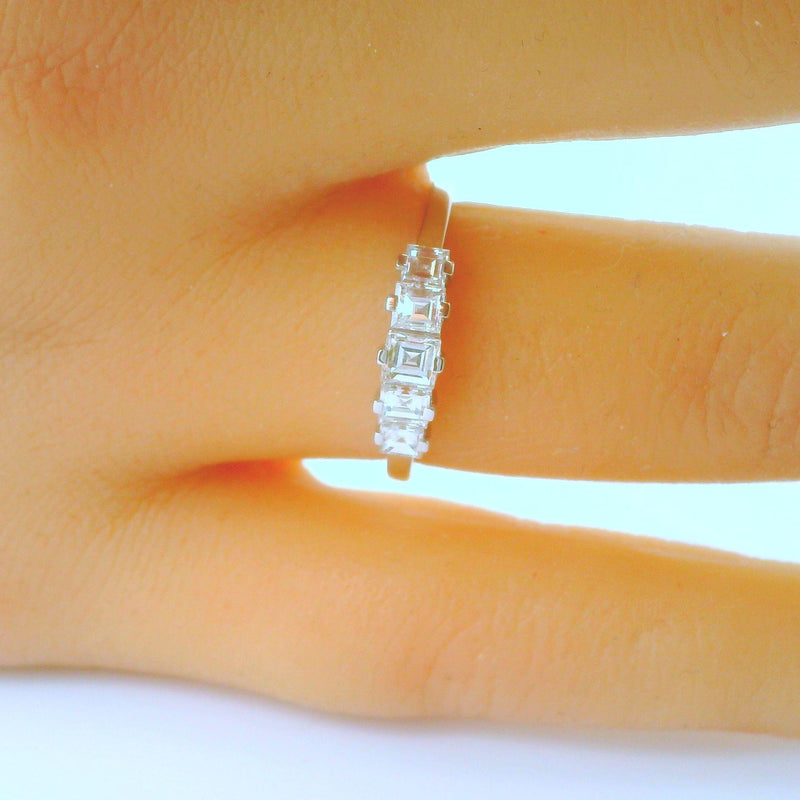14K White Gold Diamond Square-Shape Ring