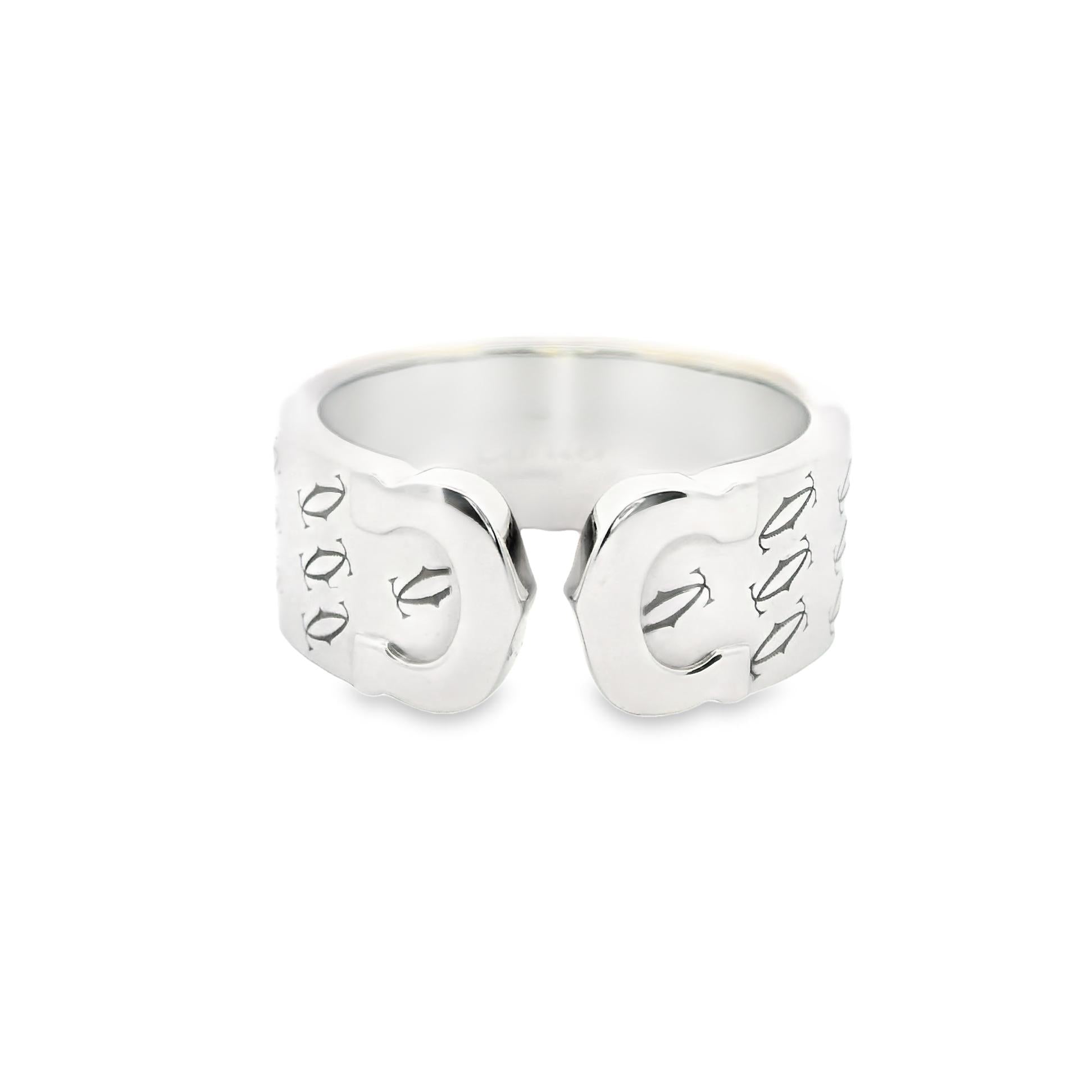 Cartier Double-C 18k White Gold Band Ring