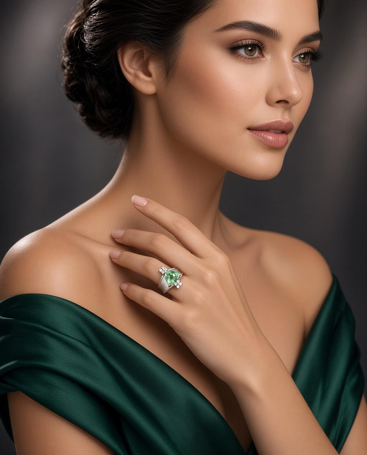 4.00 Carat Yellowish-Green Tourmaline Diamond Platinum Ring, GIA Certified