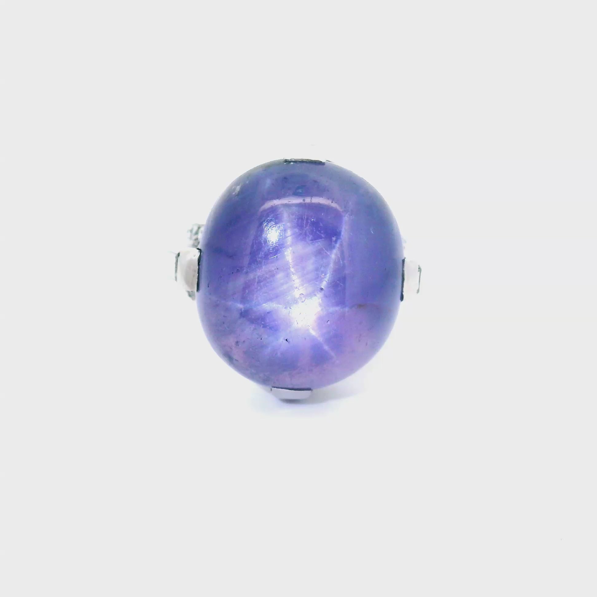 Cartier Art-Deco Star Sapphire & Diamond Platinum Ring, Circa 1930’s