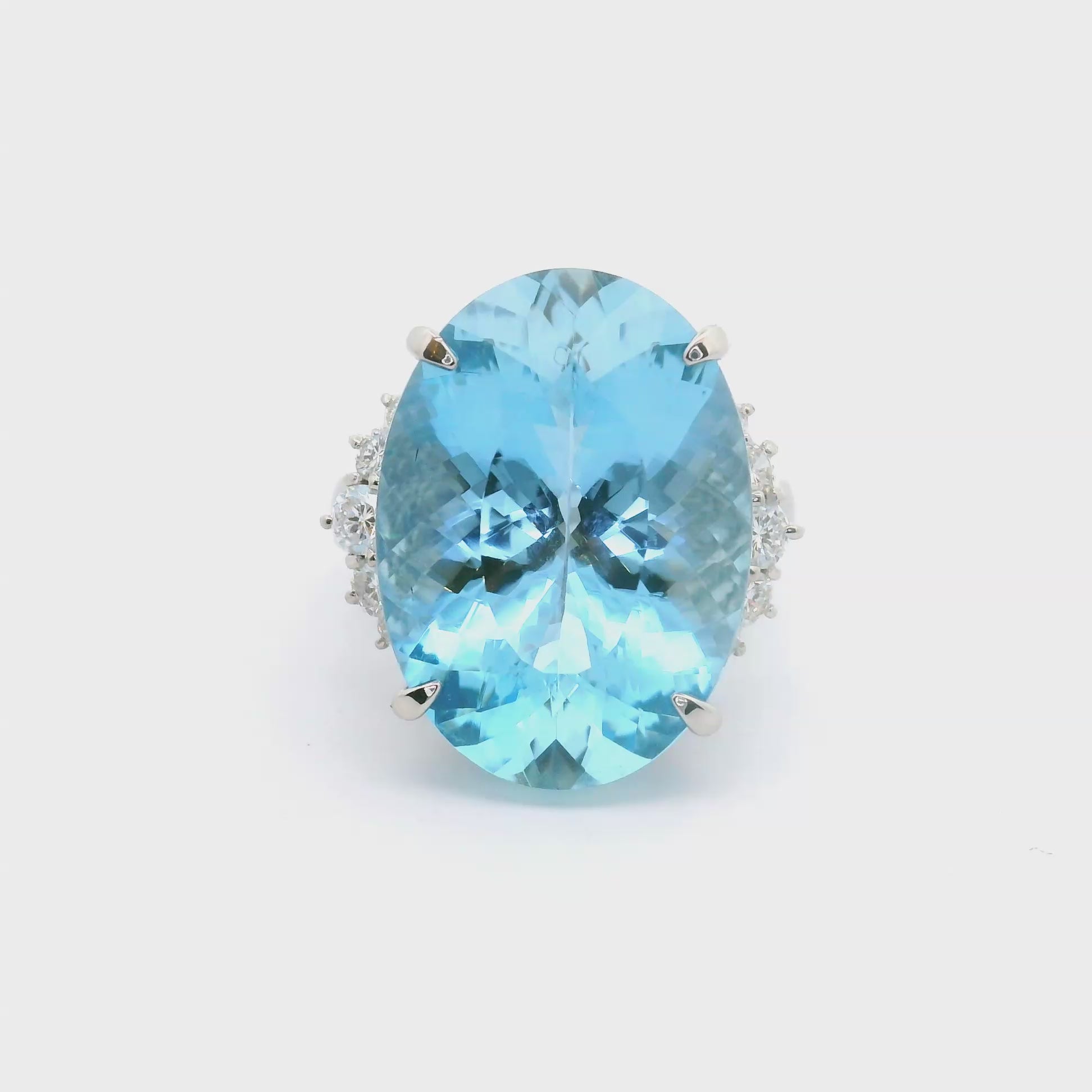 14.39 Carat Aquamarine & Diamond Platinum Ring