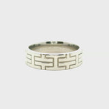 Hermes "H" Logo 18k White Gold Kilim Band Ring