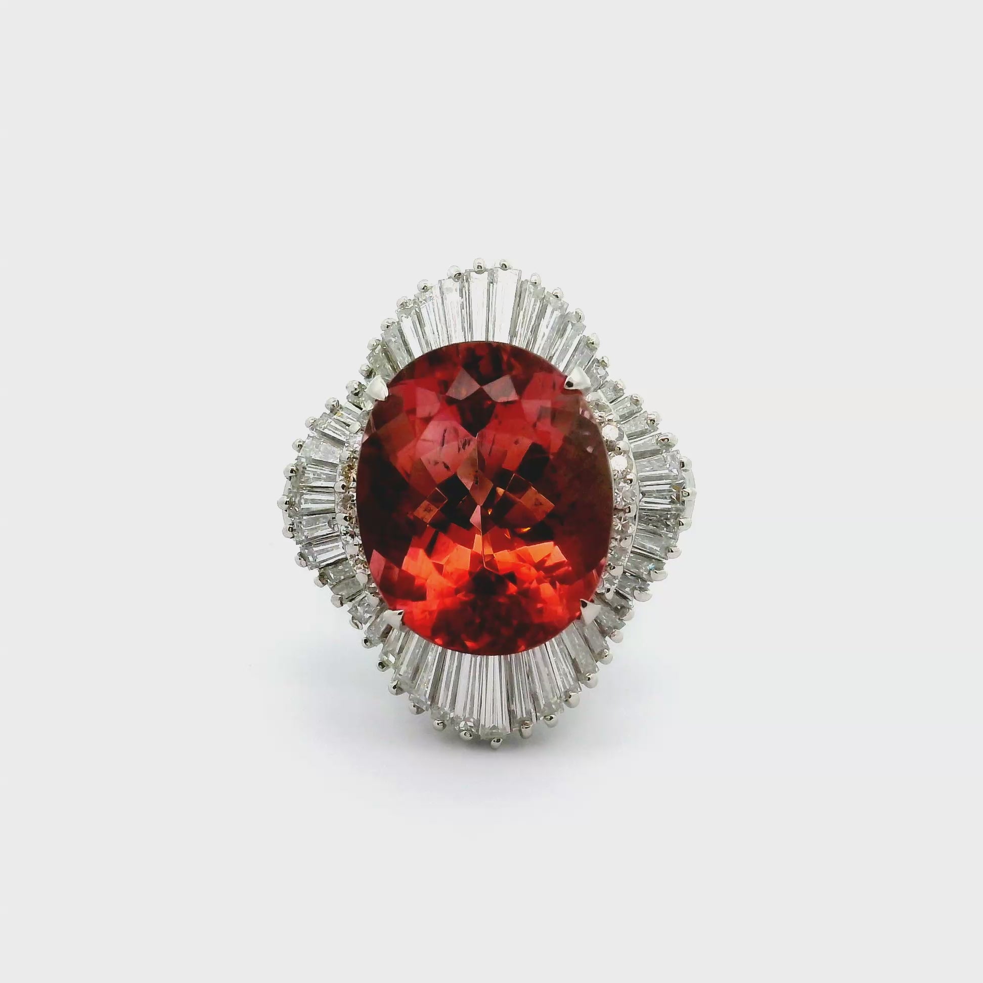 10.46 Carat Tourmaline Diamond Platinum Ballerina Ring