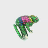 Boucheron “Masy the Chameleon” Tsavorite Sapphire Ruby Gold Animal Ring, French