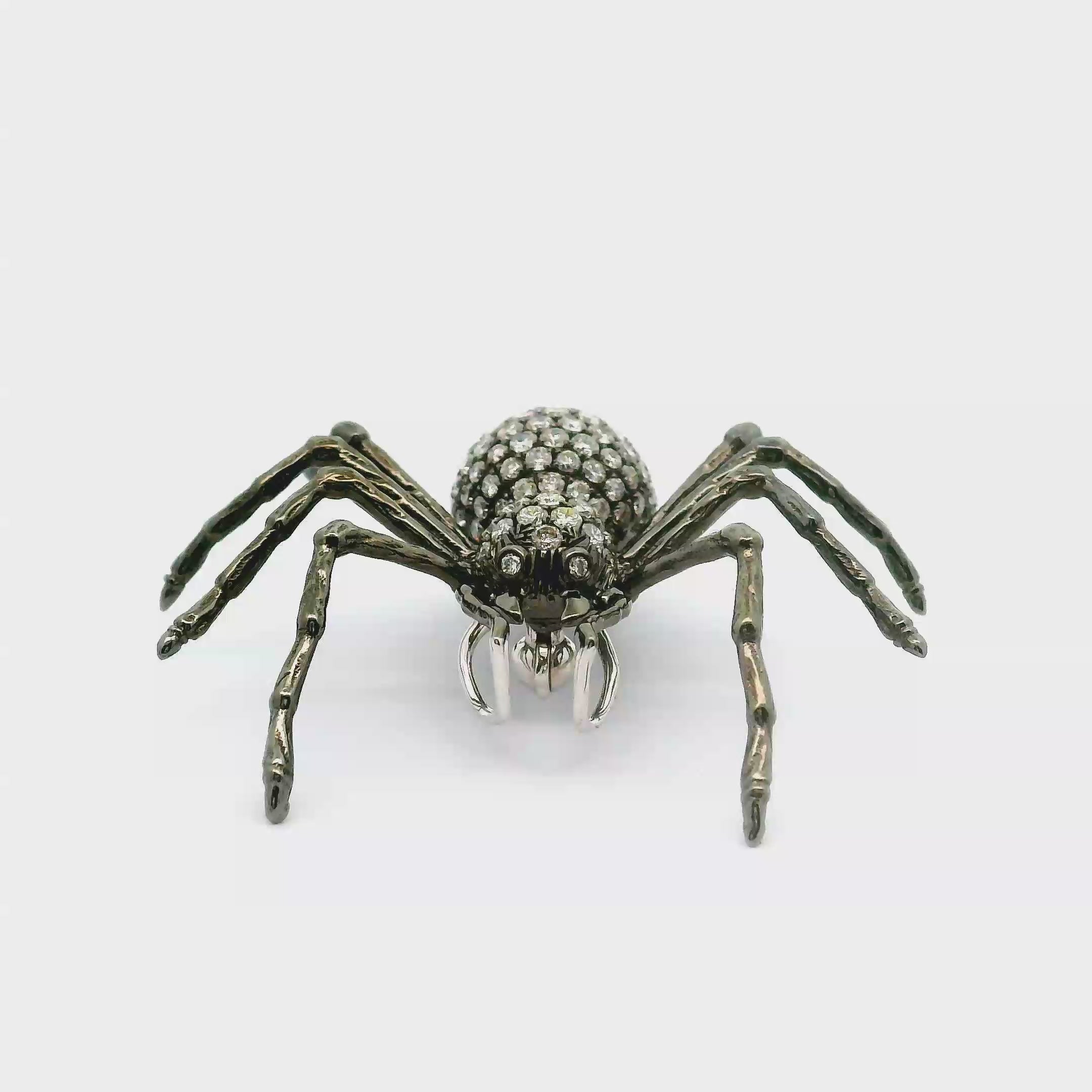 18K Gold Diamond Spider Brooch-Pendant