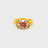 Van Cleef & Arpels Celestial Ruby Diamond 18k Yellow Gold Ring