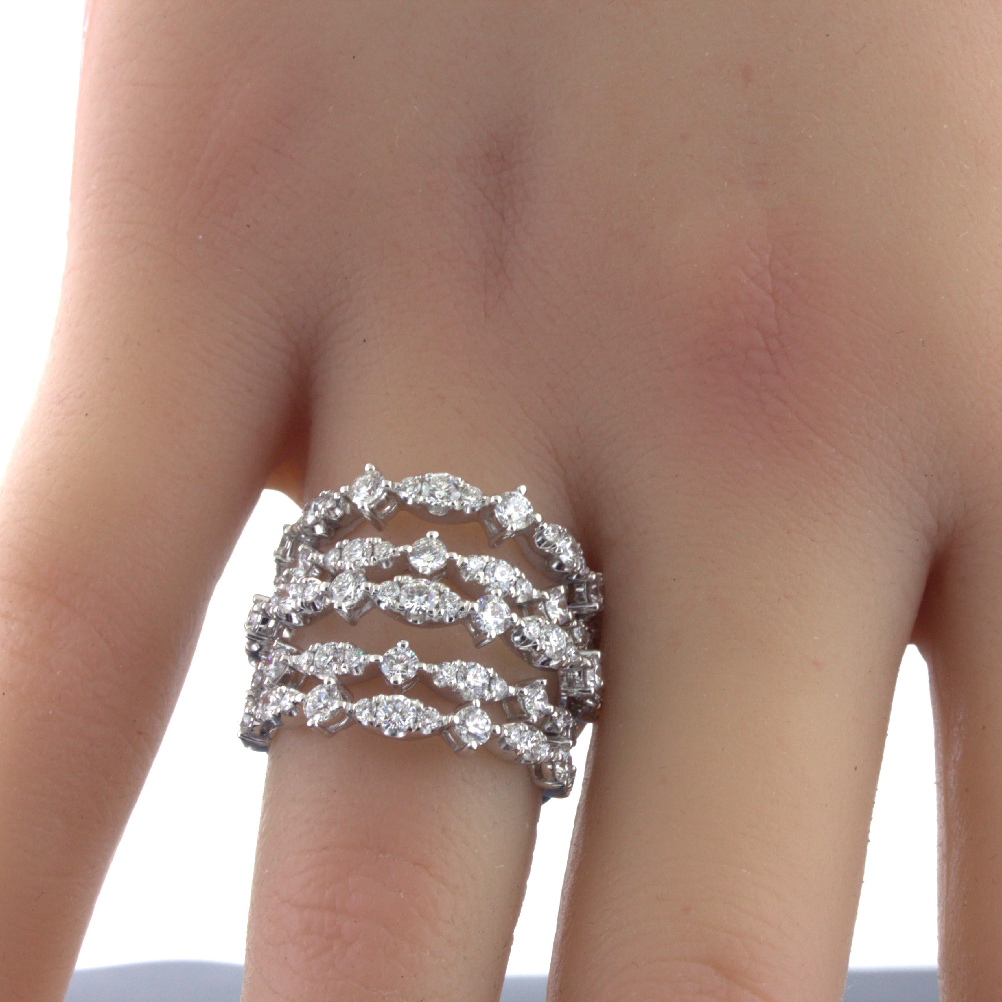 Diamond Multi-Row 18k White Gold Wrap Ring