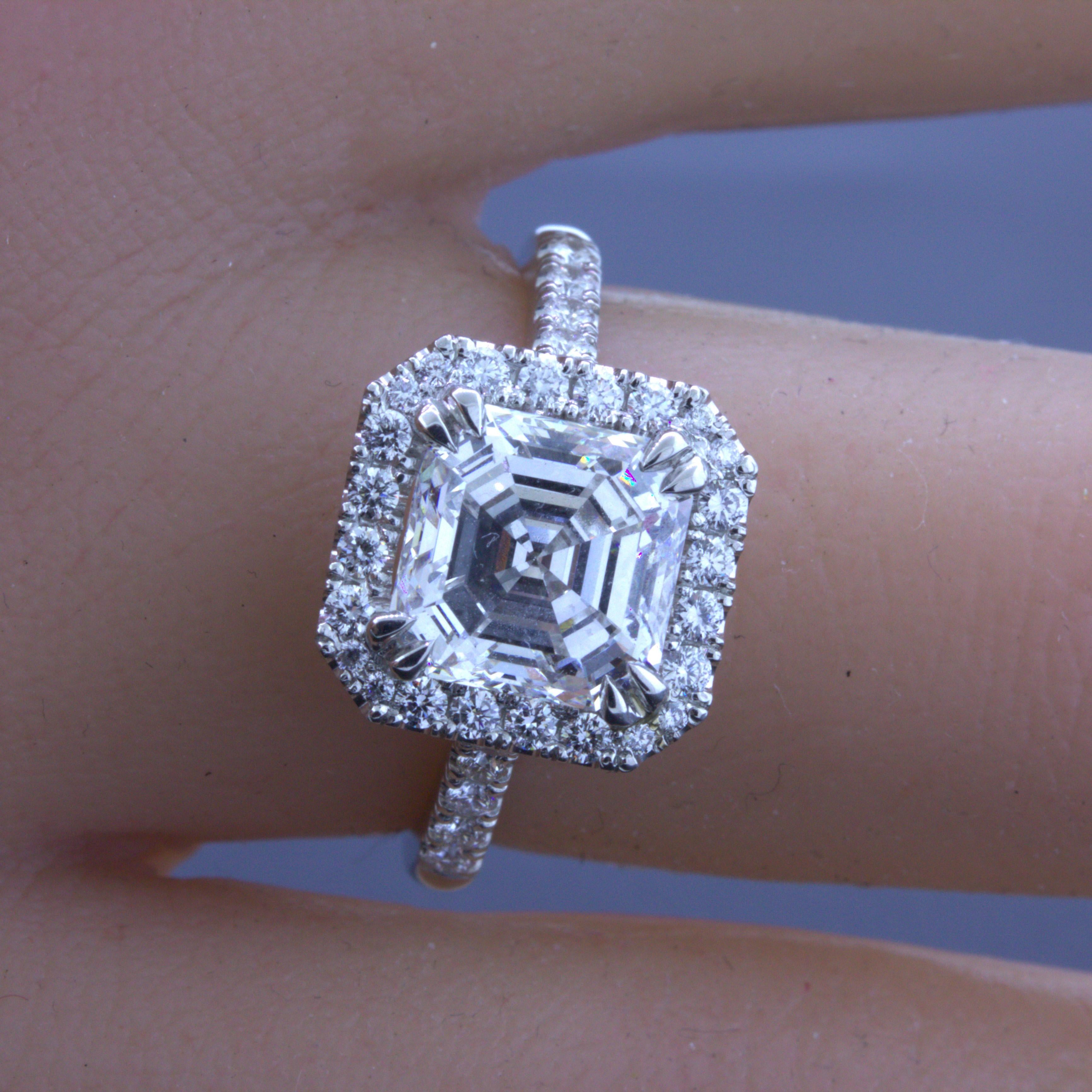 3.05 Carat Asscher-cut Diamond Platinum Engagement Ring, E-VS1 EGL Certified