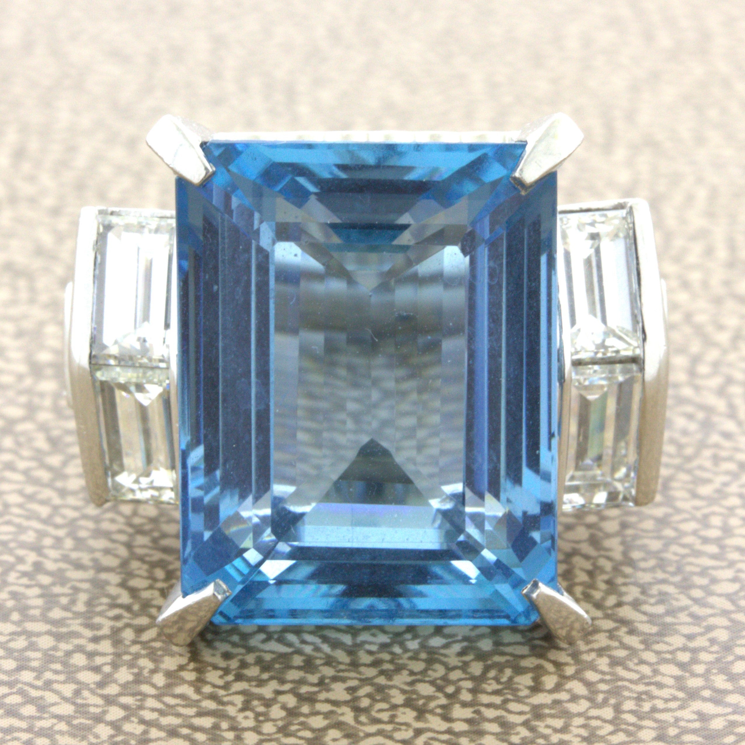 19.11 Carat Aquamarine Diamond Platinum Cocktail Ring
