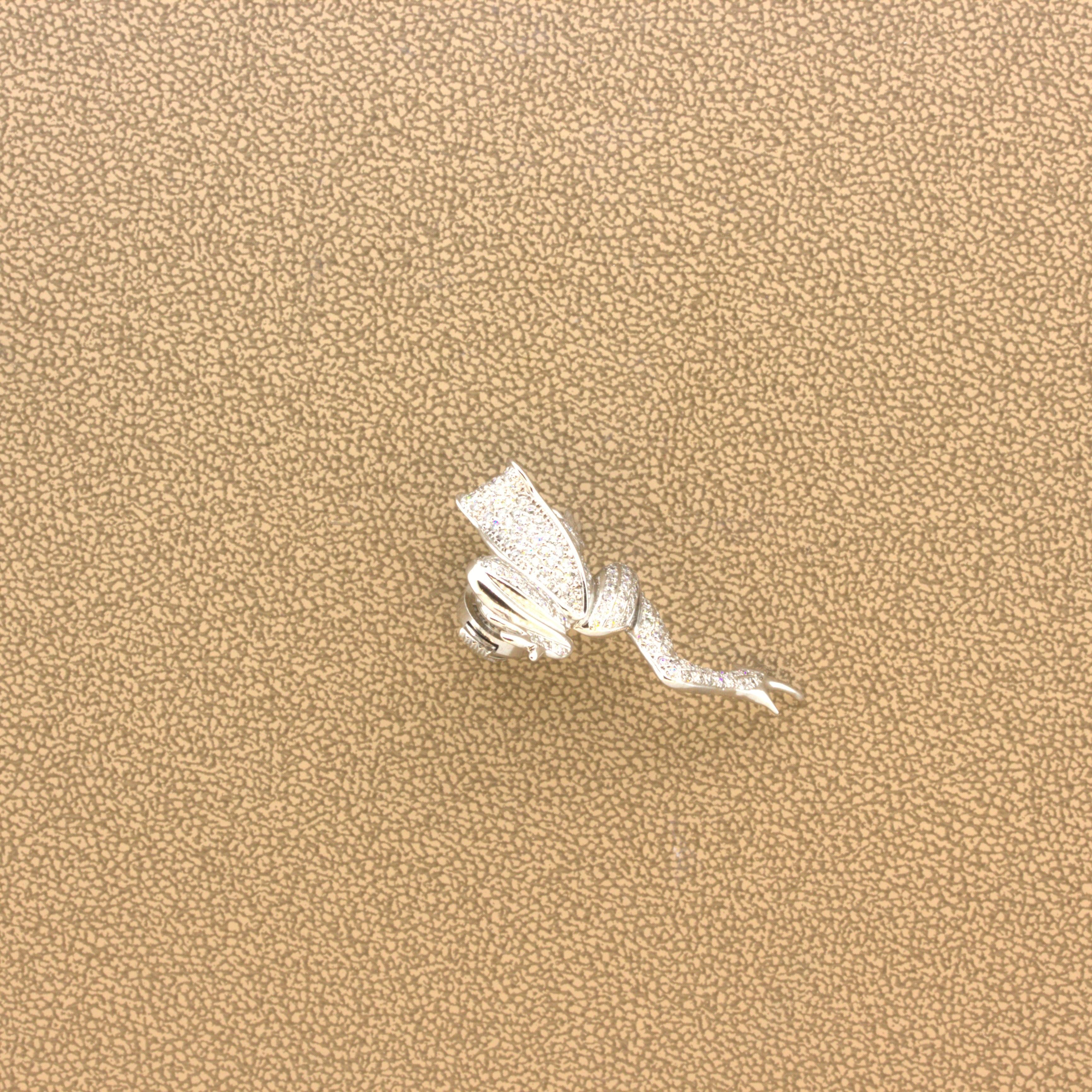 Diamond 18K White Gold Frog Pin