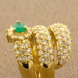 Emerald Diamond 18k Yellow Gold Snake Ring