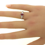 1.10 Carat Burmese Pigeon Blood Ruby Diamond Platinum Ring, GRS Certified