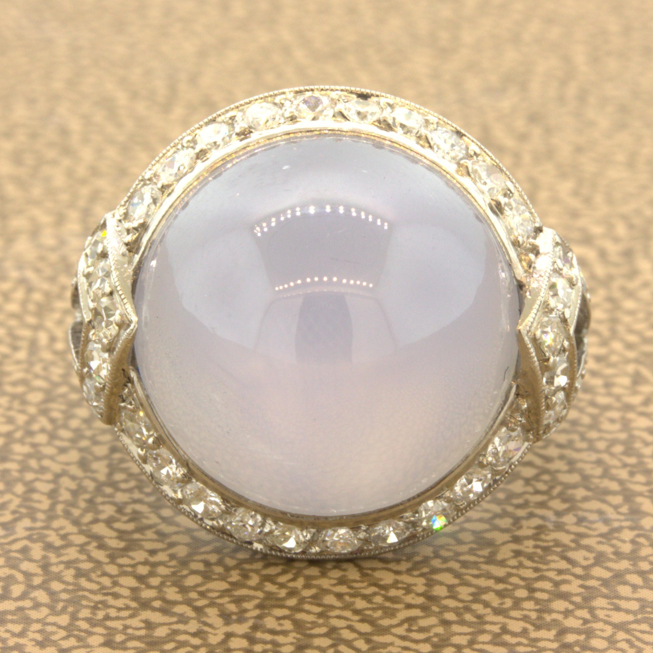 Art Deco Star Sapphire Diamond Platinum Ring