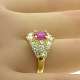 1.09 Carat Burma No-Heat Ruby Diamond 18K Yellow Gold Ring, GIA Certified