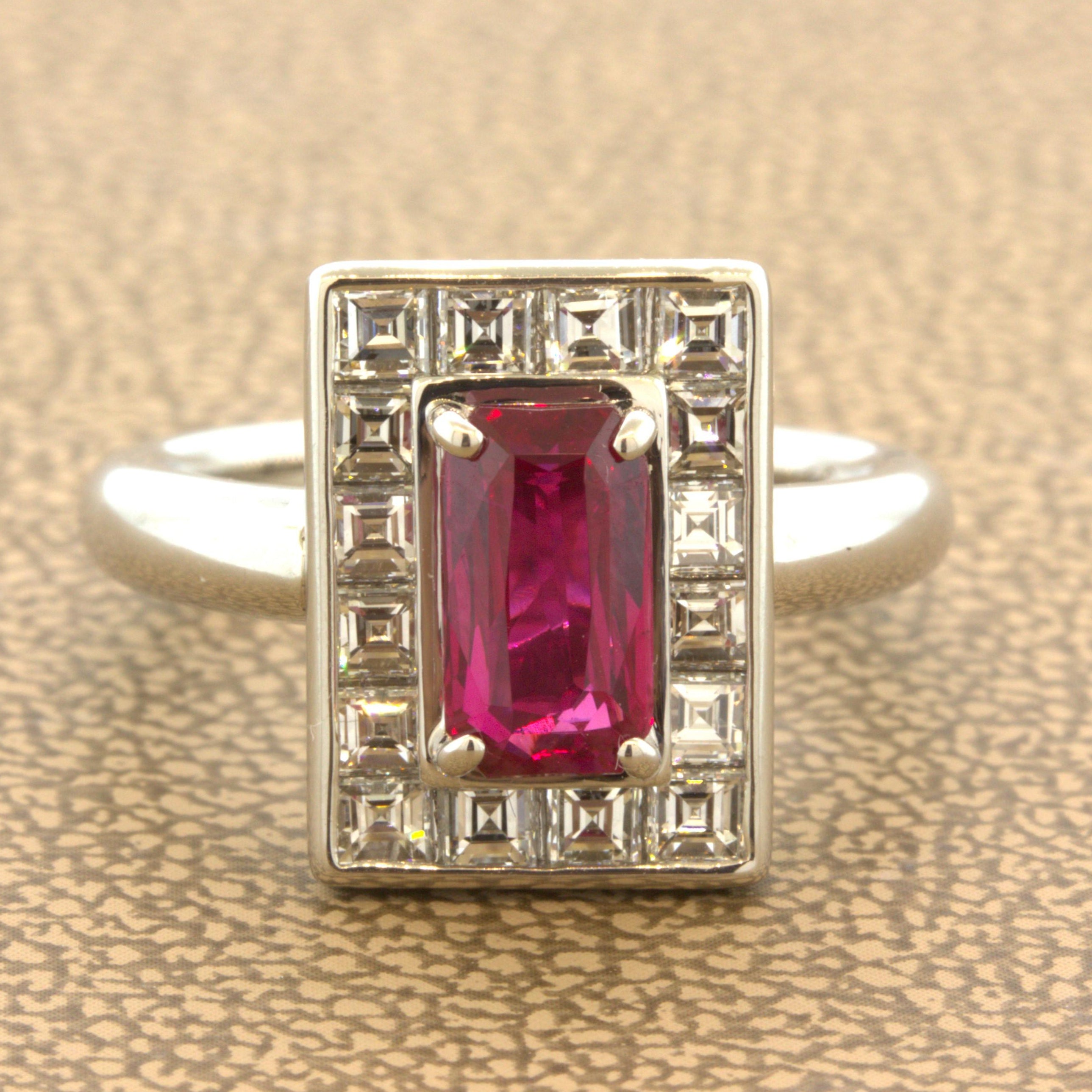 1.50 Carat Burmese Ruby Diamond Platinum Ring, GIA Certified