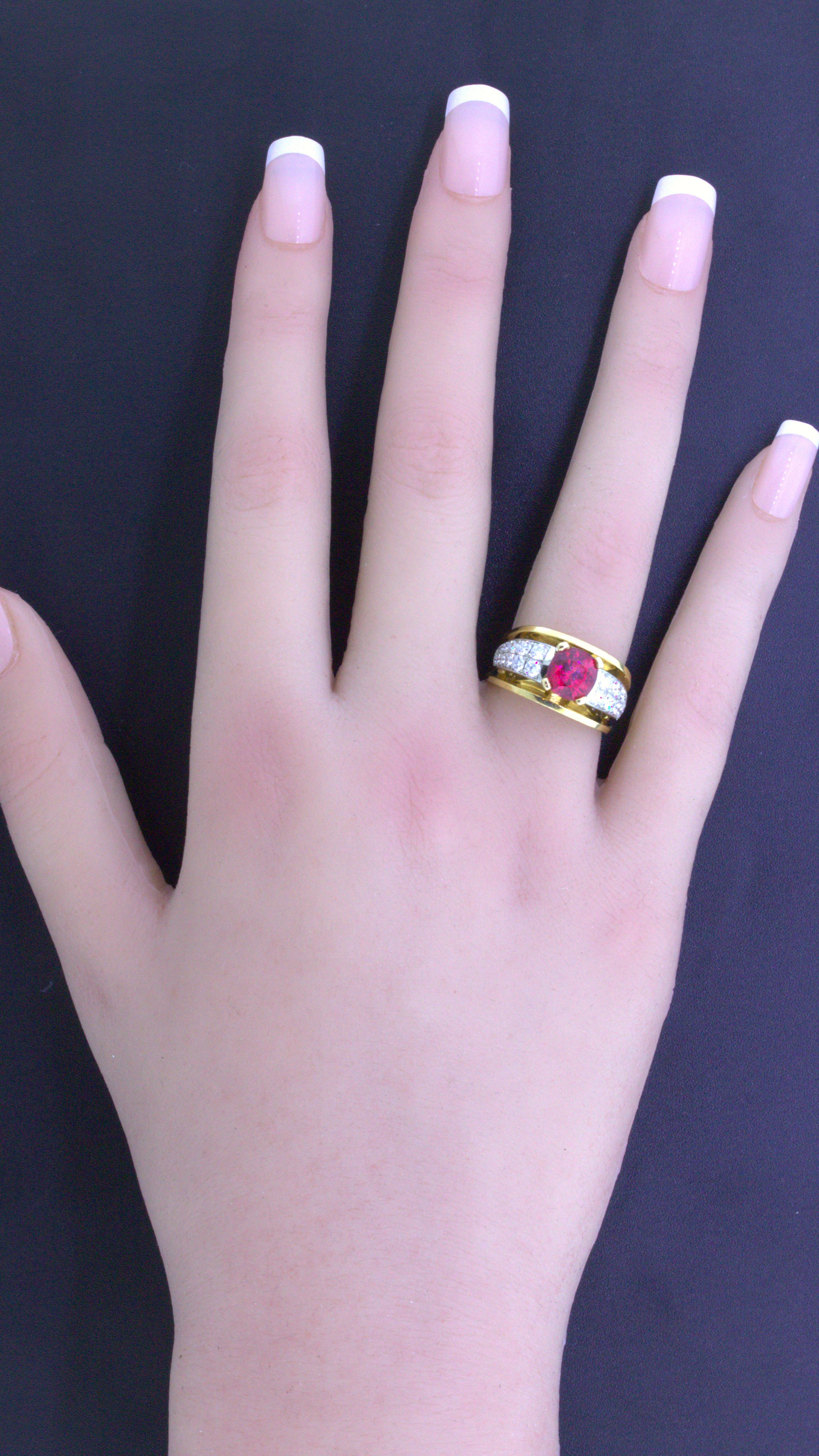 Exceptional 2.28 Carat Burmese Red Spinel Diamond 18K Yellow Gold Ring, GIA Cert