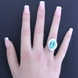 7.41 Carat Mint-Tourmaline Diamond Platinum Ring