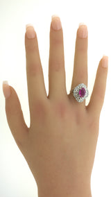 2.31 Carat No-Heat Burmese Ruby Diamond Platinum Ballerina Ring, AIGS Certified