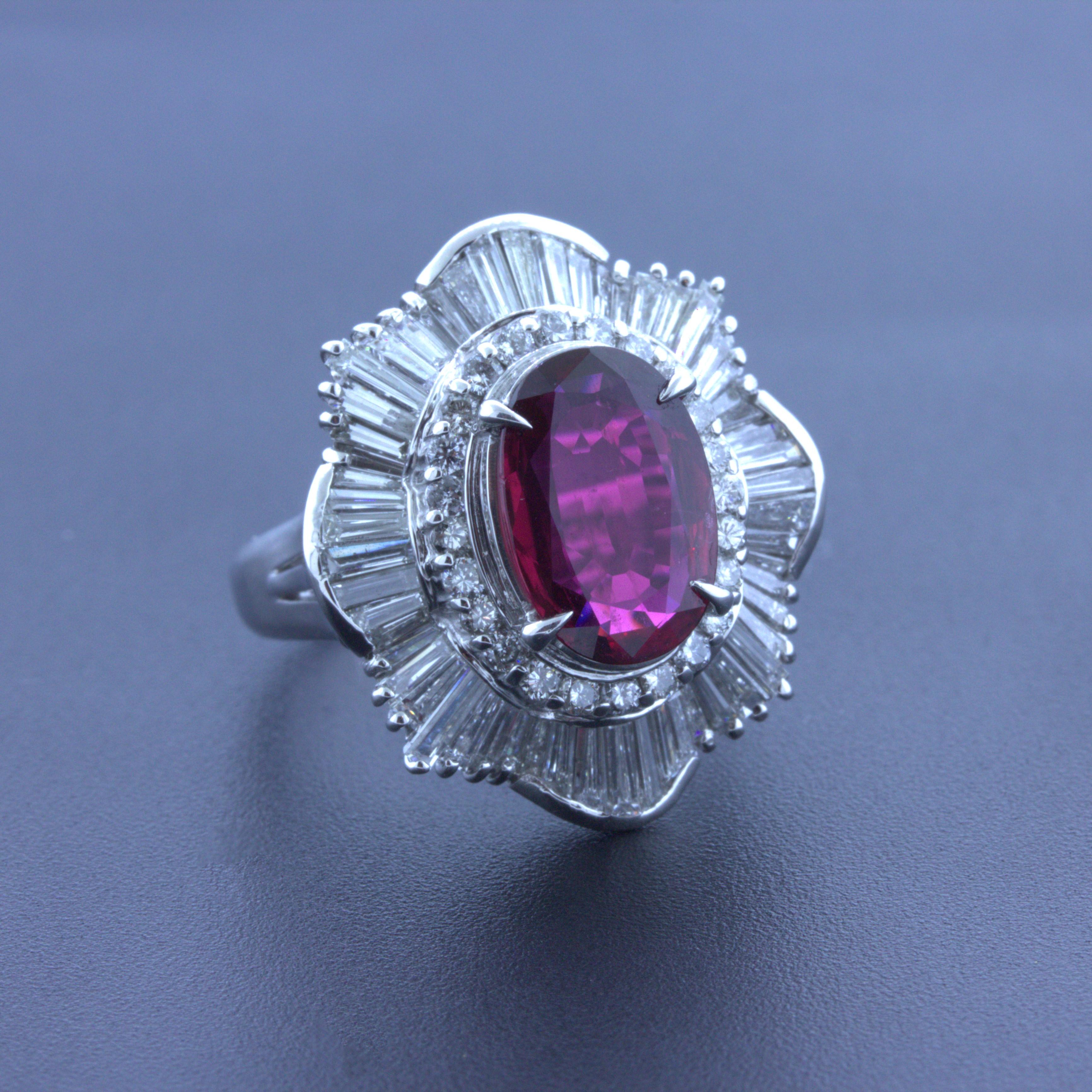 2.51 Carat Ruby Diamond Platinum Ring