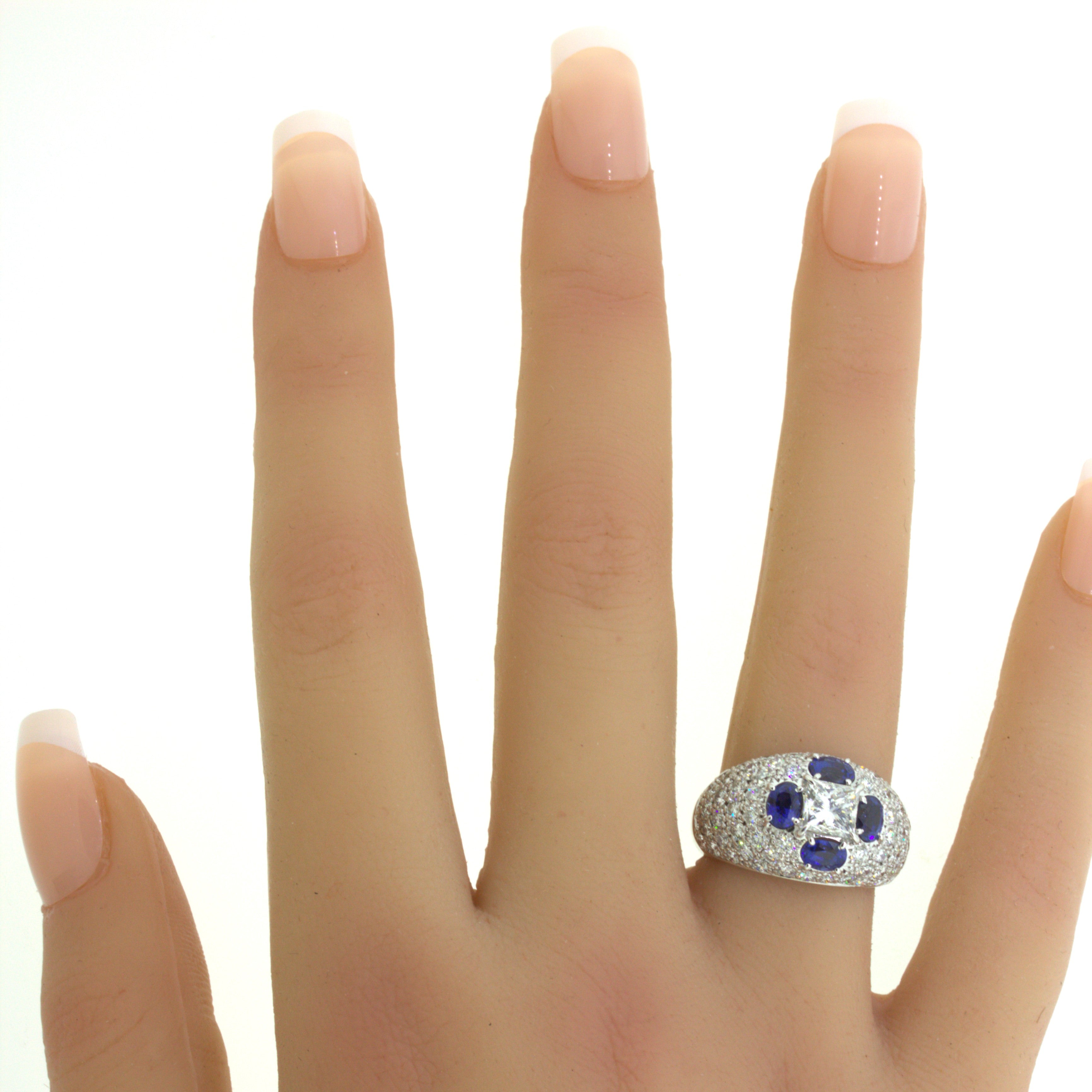 1.02 Carat Princess-Cut Diamond Sapphire Platinum Ring